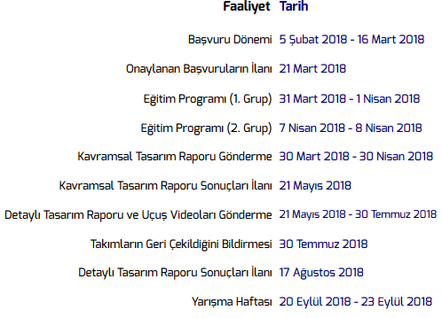 çalışma takvimi